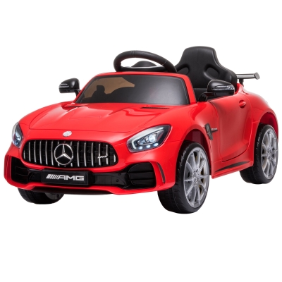 Carro Elétrico Para Crianças Acima De 3 Anos Licenciado Mercedes Gtr Bateria De 12V Com Controle Remoto Faróis Musi