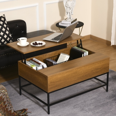 Mesa De Centro Elevável Versátil Com Armazenamento Oculto Pernas De Metal Para Sala De Estar Sala De Jantar 90X60 5X