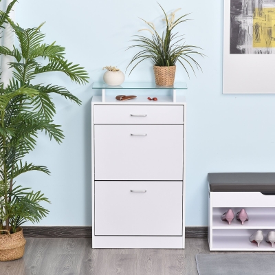Organizador De Sapatos Com 3 Gavetas Prateleira De Vidro Carga 50 Kg 60X24X105 5 Branco