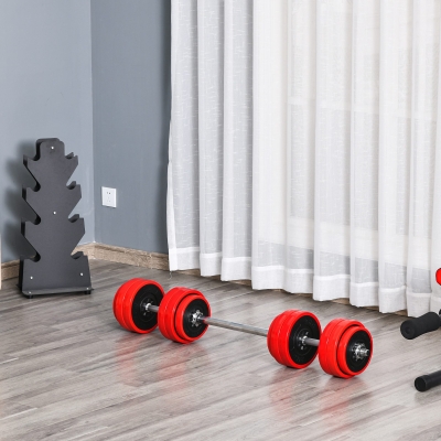 Conjunto De Halteres 30Kg Ajustáveis 2 Em 1 Com Barras E Extensor Para Treinamento De Força Levantamento De Pesos Pa