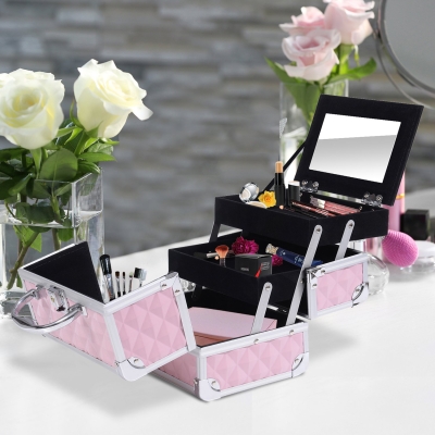 Homcom® Mala Para Maquilhagem Organizador Cosméticos Profissional 20X15X15Cm