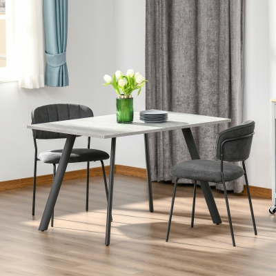 Mesa De Sala De Jantar Retangular Estilo Industrial Com Pés De Metal E Almofadas Ajustáveis 120X80X76Cm Cinza