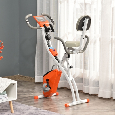 Bicicleta Estática Dobrável Com Altura E Resistência Ajustáveis Com Tela Lcd E Assento Com Encosto 51X97X115Cm Lar