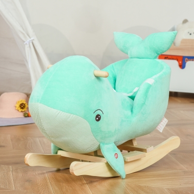 Baloiço Com Forma De Baleia Para Crianças De 18-36 Meses Baloiço De Pelúcia Com Sons Cinto De Segurança E Apoio P