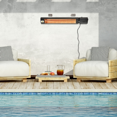 Aquecedor Exterior De Parede Com 2 Faixas De Temperatura 1000/2000W Controle Remoto Proteção Ip55 Para Interior E