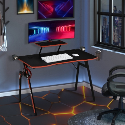 Mesa Gaming Ergonómica Secretária Para Computador Com Suporte Para Monitor E Alto Falante Porta-Copos Gancho Para Fo