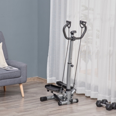 Máquina De Step Fitness Com Guiador Ajustável Em Altura Tela Lcd Bandas Elásticas Pedais Antiderrapantes Equipament