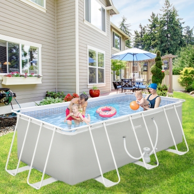 Piscina Desmontável Tubular 440X240X122Cm Piscina Retangular De Exterior Com Purificador 4.000L/H Mangueiras De Com