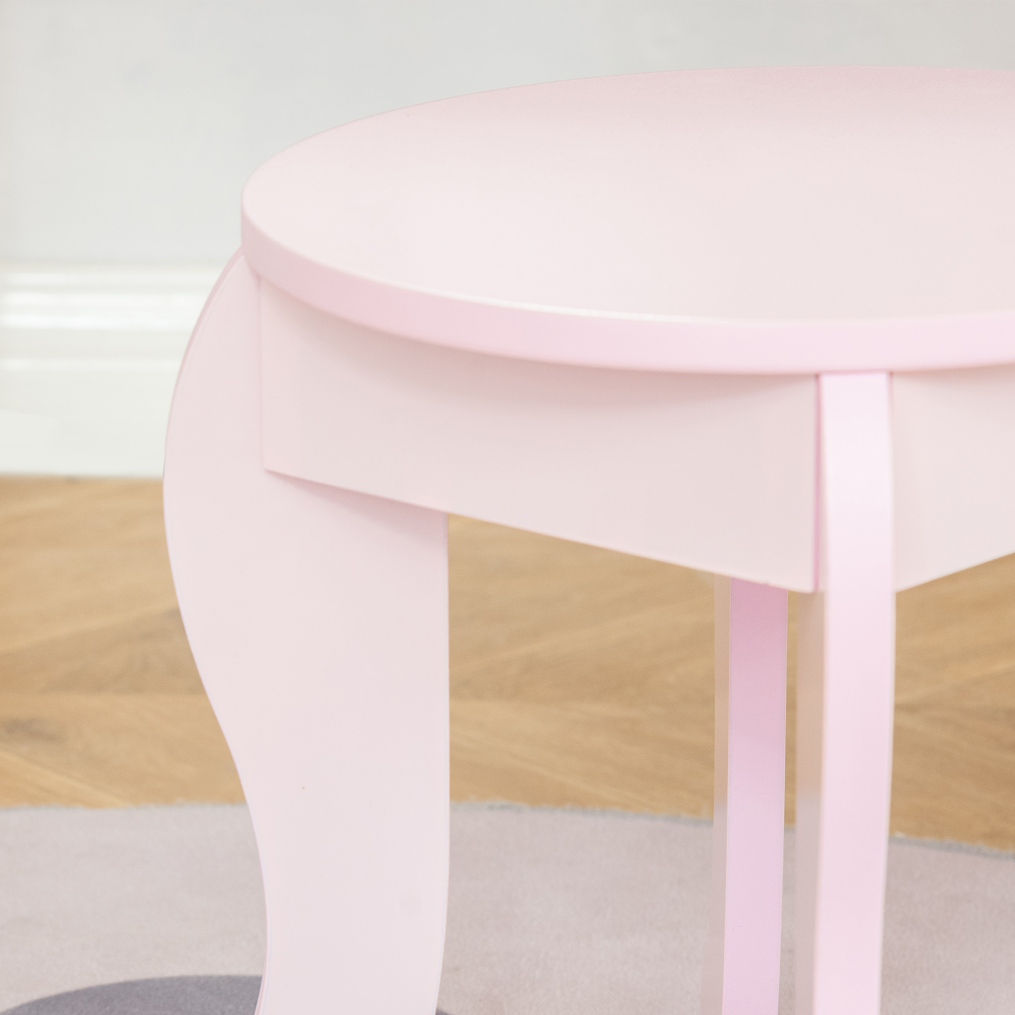 Conjunto Toucador e Banco infantil Mesa de Maquilhagem para Princesas com  Espelho Rotativo 360° Removível 3 Gavetas Branco e Rosa