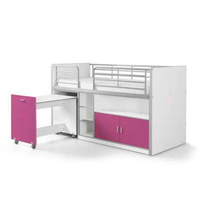 Bonny 91 Beliche infantil com secretária extensível FUSHSIA