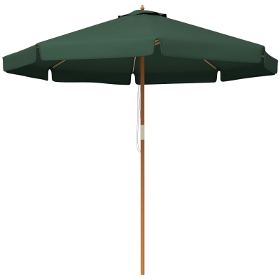 Chapéu De Sol De Jardim Ø325X250 Cm Chapéu De Sol De Madeira Com Sistema De Polea Teto Com Ventilação E 8 Haste