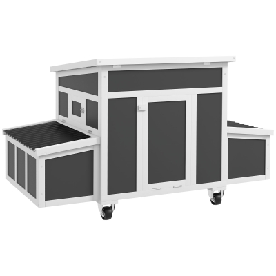 Galinheiro De Madeira 147X93 5X89 5 Cm Galinheiro Para Exterior Com Janela Porta Ninho Tabuleiro Amovível E Poleiros