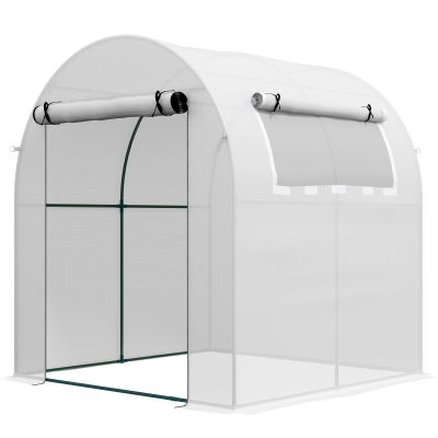 Estufa De Jardim 180X180X200 Cm Estufa Tipo Túnel Pequena Com Porta Enrolável E Janela De Malha Para Cultivar Plan