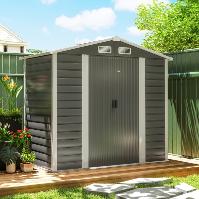 Abrigo De Jardim Exterior 2 36M² 213X120X194 Cm Abrigo De Exterior Com Base Reforçada (Piso Não Incluído) Portas